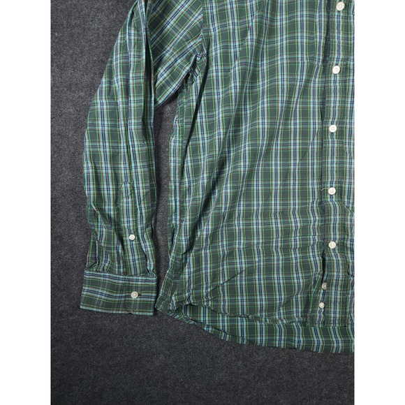 Old Navy Shirt Mens Large L Button Up Plaid Regular Fit Long Sleeve Green - Picture 4 of 12